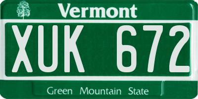 VT license plate XUK672
