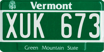 VT license plate XUK673