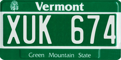 VT license plate XUK674