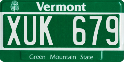 VT license plate XUK679