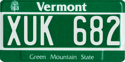 VT license plate XUK682