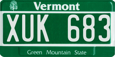 VT license plate XUK683