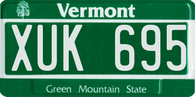 VT license plate XUK695