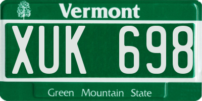 VT license plate XUK698