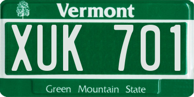 VT license plate XUK701