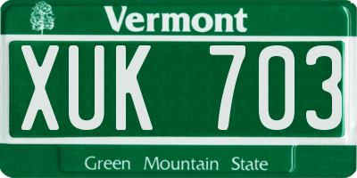 VT license plate XUK703