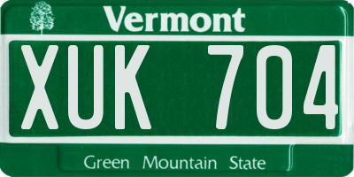 VT license plate XUK704