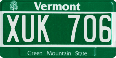 VT license plate XUK706