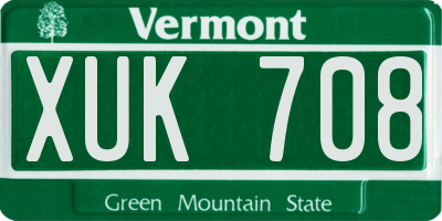 VT license plate XUK708