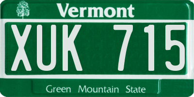 VT license plate XUK715