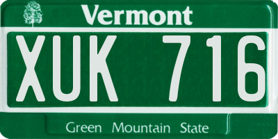 VT license plate XUK716