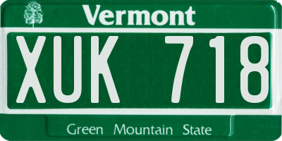 VT license plate XUK718