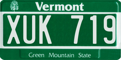 VT license plate XUK719