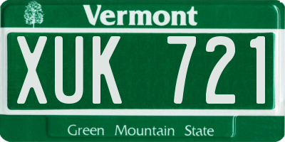 VT license plate XUK721