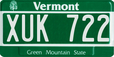 VT license plate XUK722