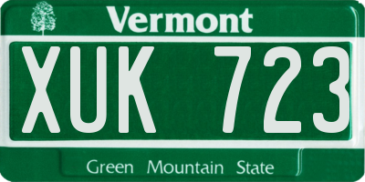 VT license plate XUK723
