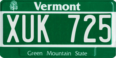 VT license plate XUK725