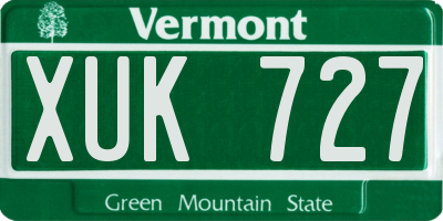 VT license plate XUK727