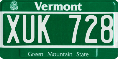 VT license plate XUK728