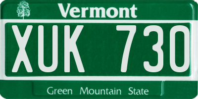 VT license plate XUK730