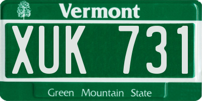 VT license plate XUK731