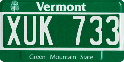 VT license plate XUK733