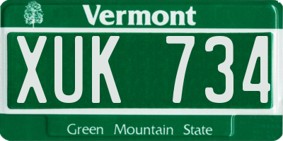 VT license plate XUK734