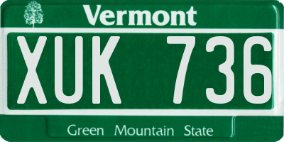 VT license plate XUK736