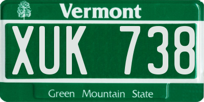 VT license plate XUK738