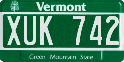 VT license plate XUK742