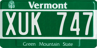 VT license plate XUK747