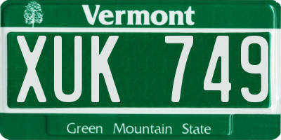 VT license plate XUK749
