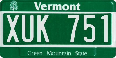 VT license plate XUK751