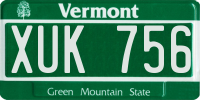 VT license plate XUK756