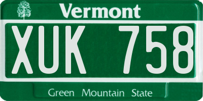 VT license plate XUK758