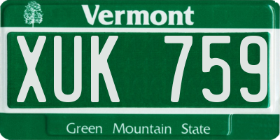 VT license plate XUK759