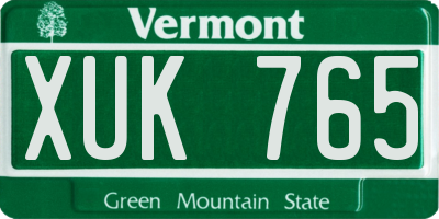 VT license plate XUK765