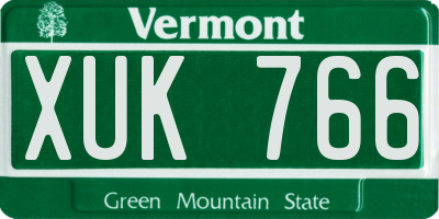 VT license plate XUK766