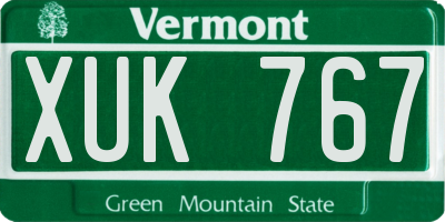VT license plate XUK767