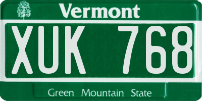 VT license plate XUK768