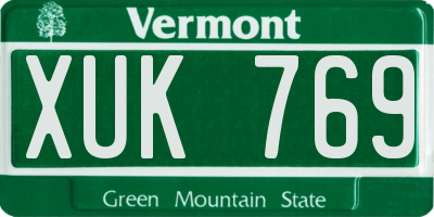 VT license plate XUK769