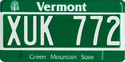VT license plate XUK772