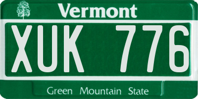 VT license plate XUK776