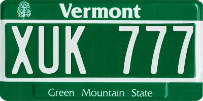 VT license plate XUK777