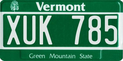VT license plate XUK785