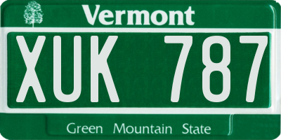 VT license plate XUK787