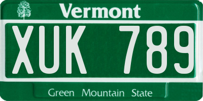VT license plate XUK789