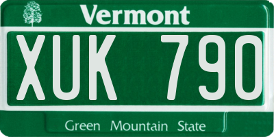 VT license plate XUK790
