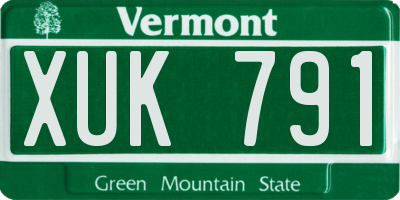 VT license plate XUK791