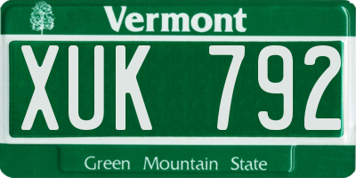 VT license plate XUK792